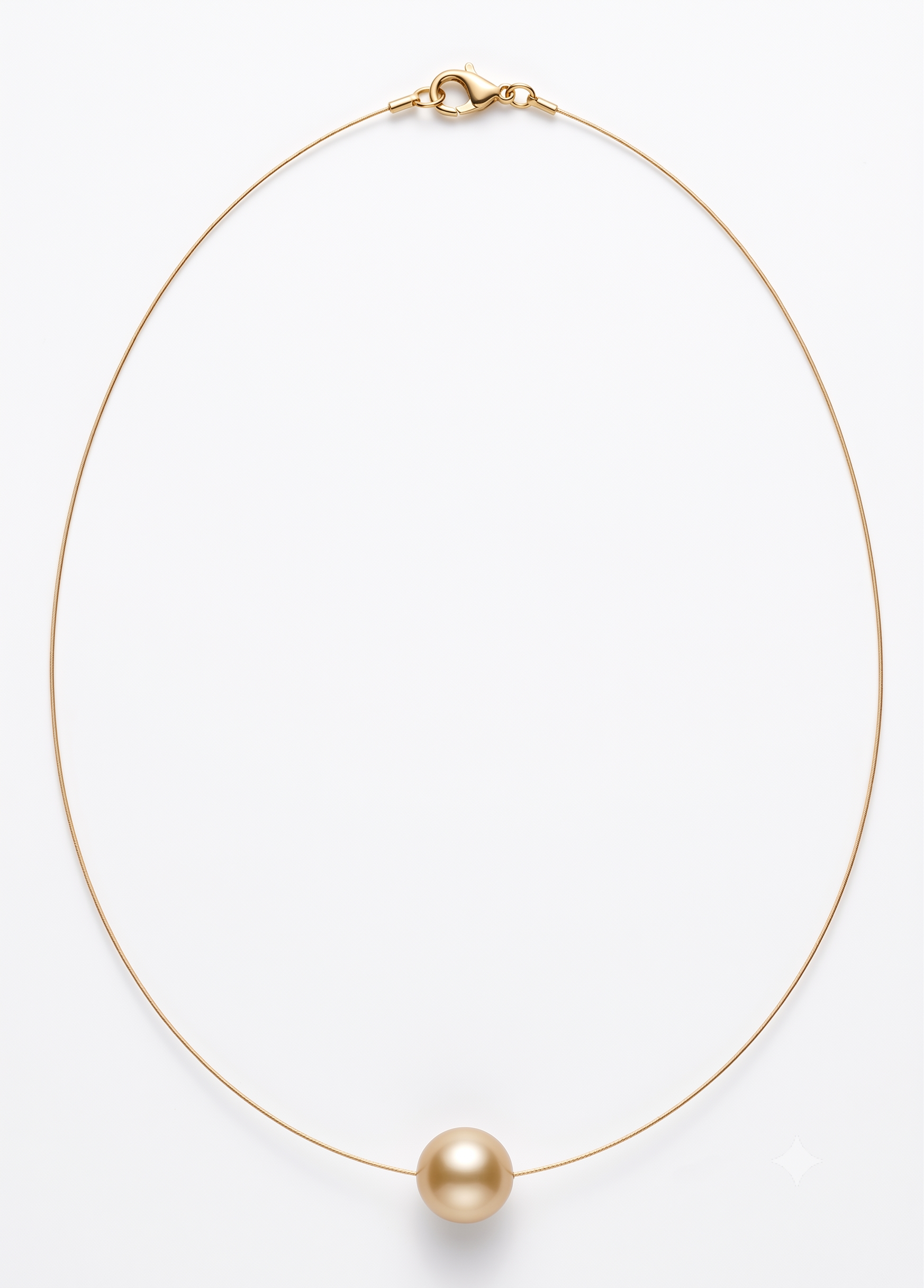 Invisible Pearl Necklace Without Earrigns (Golden Pearl Finish with Golden Wire)